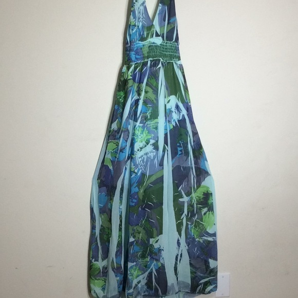 Multicolored Backless Full Length Maxi Sundress - Picture 4 of 5